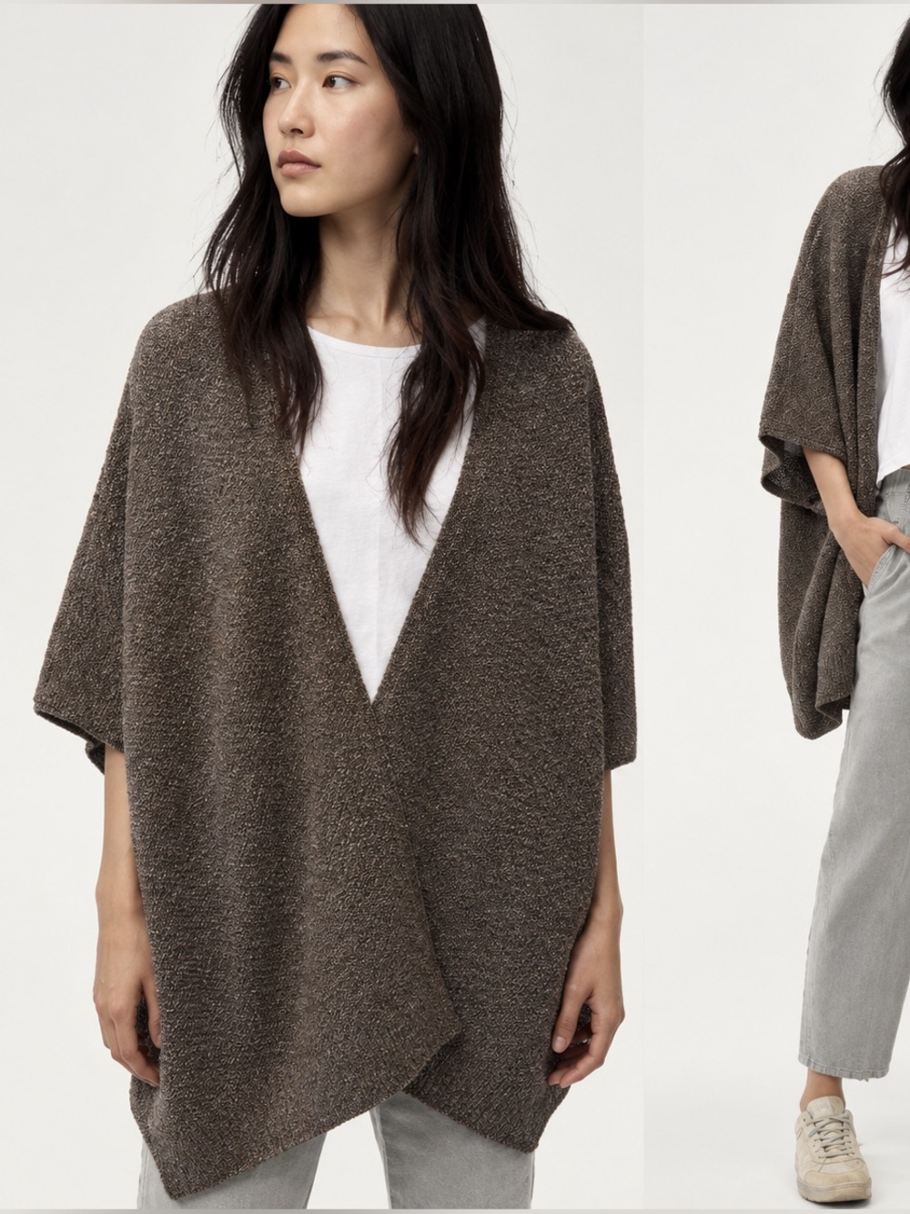 ARITZIA Iconic Cape - Community Draped Knit Top | Marled Heather Dark Gray